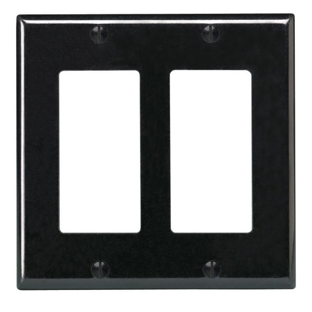 Placa de pared Leviton 80409-E de 2 elementos Decora GFCI Termoendurecible negra