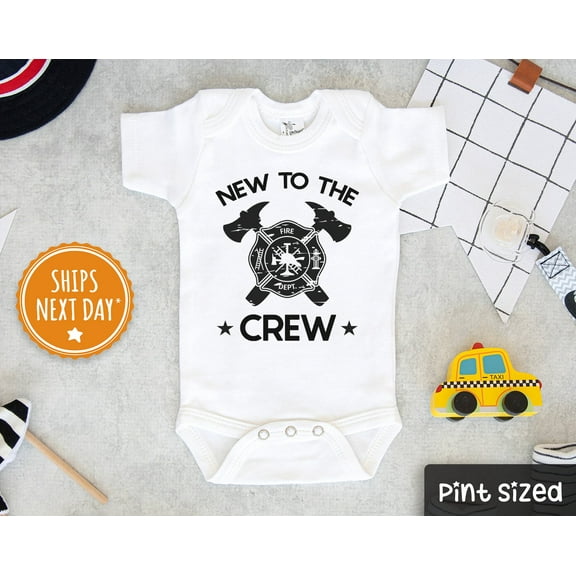 Firefighter Baby Onesie, Cute New To The Crew Bodysuit, Fireman Baby Onesie Cute Baby Onesie, BABY BODYSUIT LAT 4424
