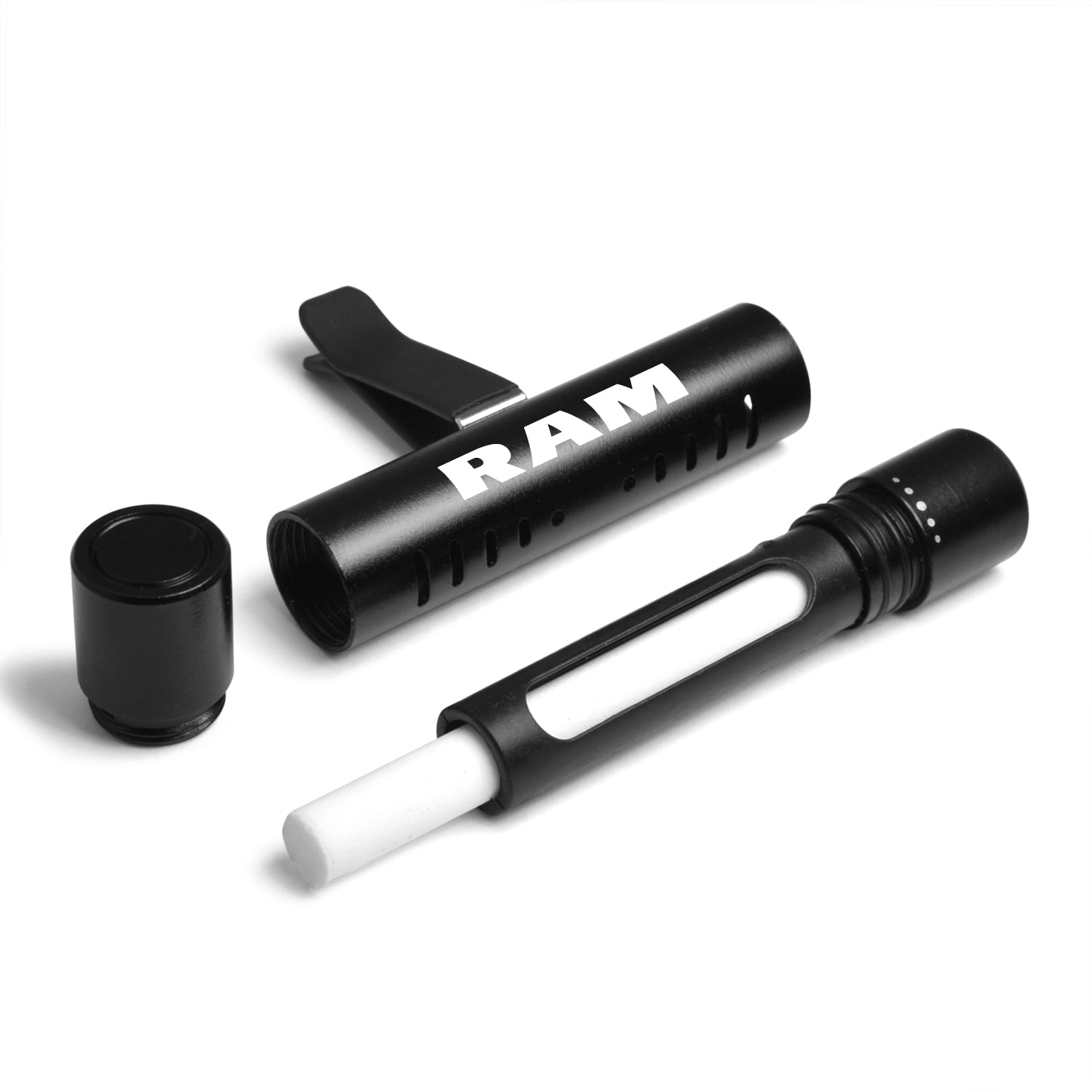 RAM Car AC Vent Air Freshener Black Clip with adjustable window and 10 Refill Sticks
