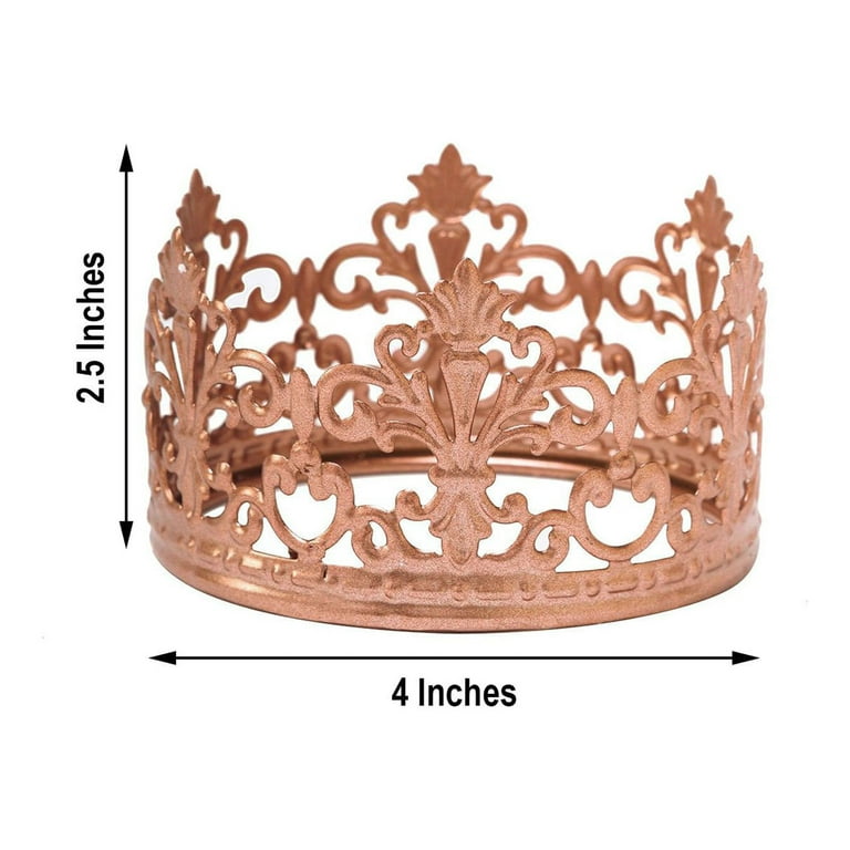 Balsacircle 4 inch Rose Gold Metal Crown Cake Topper Princess Birthday Party Decorations, Pink