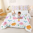 thumbnail image 3 of Metsweet Colorful Dinosaurs King Size Comforter Sets 3pcs, Cartoon Animal Dino Comforters King Size, Black Pink Purple,1 Comforter and 2 Pillowcases, 3 of 6
