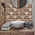 thumbnail image 3 of Pegatinas de azulejos retro Baño Cocina Azulejo Adhesivo Pegatinas de pared DIY PVC a prueba de aceite Decoración autoadhesiva Estilo marroquí Flores marrones (10.30x30cm) JAMW Sencillez, 3 of 5