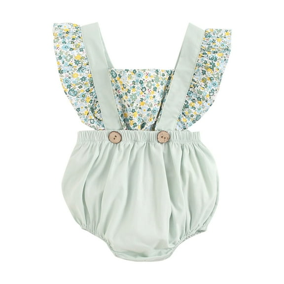 Sngxgn Baby Ribbed Short Sleeve Bodysuit Neck Toddler Romper for All Seasons(Green,B)