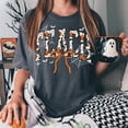 thumbnail image 5 of Halloween Teach Pumpkin Bow T-Shirt, Cute Teacher Graphic Tee, Retro Spooky Season Shirt, Fall Classroom Apparel Gift for Her - Pepper, S, 5 of 5