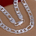 thumbnail image 2 of Solid 925 Sterling Silver Necklace For Men Classic 12mm Cuban Chain 18/20/22/24/26/28/30 Inch Charm Fashion Jewelry Gift QY, 2 of 3
