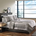 thumbnail image 1 of Eddie Bauer Fairview Ensemble de 3 Pcs 100 pour Cent Coton Réversible Complet/queen Quilt Set, Gris, 1 of 3