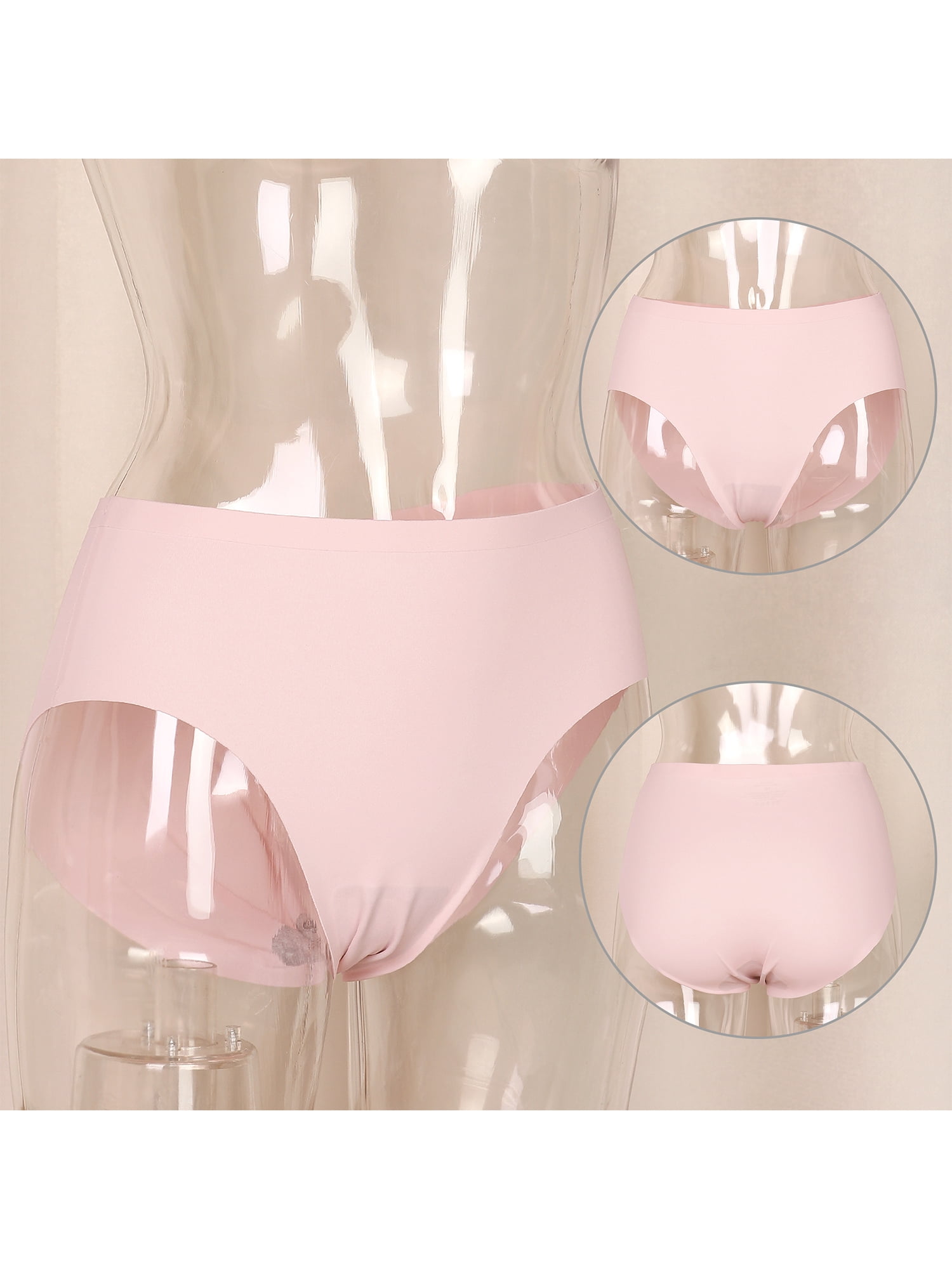 Unique Bargains Women's Plus Size High Rise Seamless Brief Laser Cut Underwear Light Beige 4X