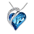thumbnail image 2 of Collar con colgante de corazón de amor, cadena para el cuello, regalos de cumpleaños y vacaciones para esposa Azul, 2 of 8