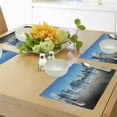 thumbnail image 4 of Ambesonne Scenery Place Mats Set of 4, Blurry Skyscrapers Sea, Standard Size, Pale Blue Dark Blue, 4 of 6