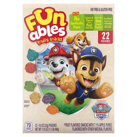 Funables Fruity Snacks, PAW Patrol, Assorted Fruit, Flavored Snacks, 0.8 oz 22 Count