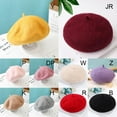 thumbnail image 3 of Kids Girls Beret Hat Artist Hat Solid Warm Beanie Cap Winter Autumn, 3 of 4