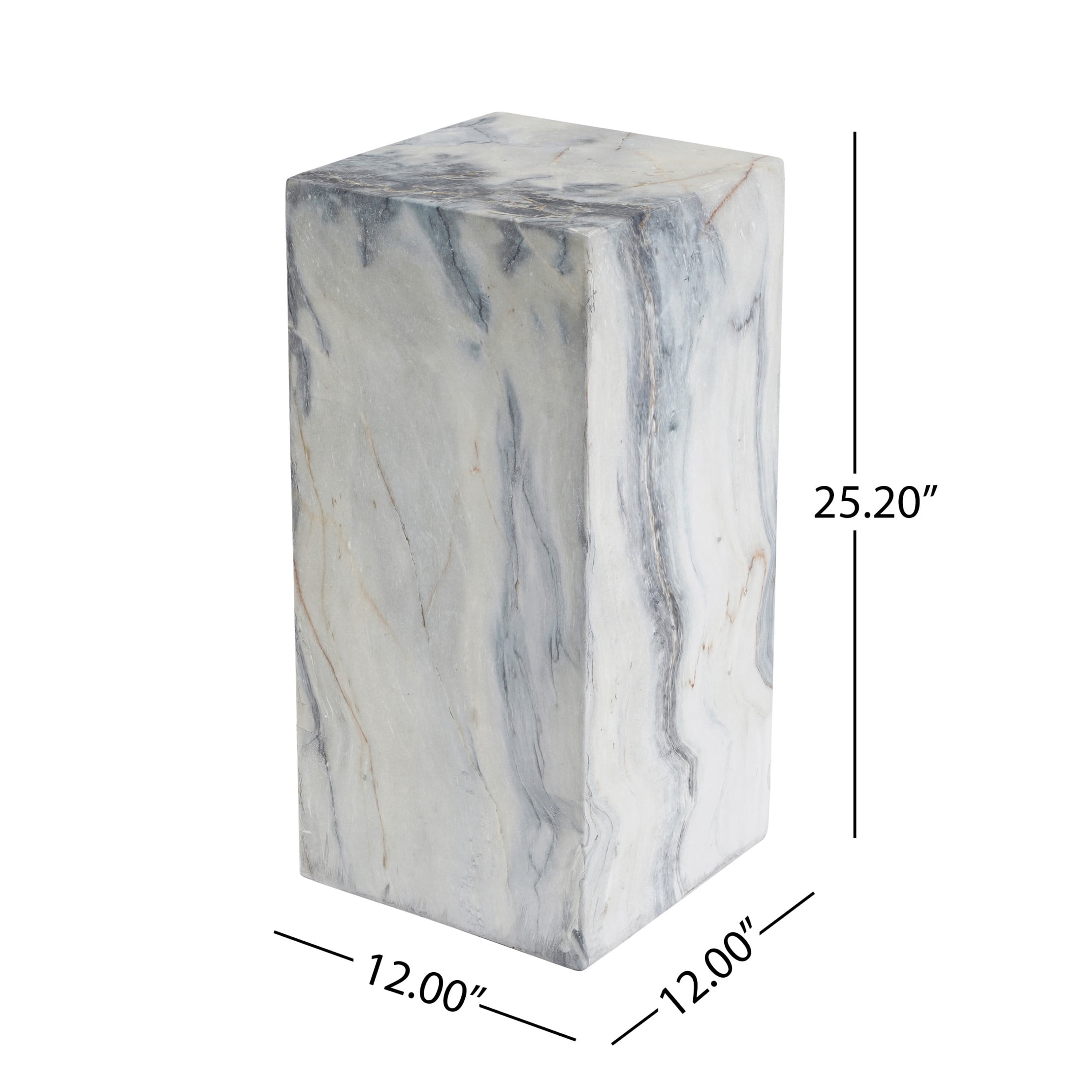 Christopher Knight Home 25.2"H Indoor Outdoor Handcrafted Modern Pedestal Plant Stand, Marble Effect