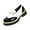White, variant on HTHLVMD Women's Patent Leather Loafers, Womens Platform Bow Loafers Fashion Patent Leather Comfort Round Toe Slip On Lug-Sole Chunky Heel Penny Loafers Daily Casual Business School, Blue 5.5