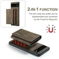 thumbnail image 5 of Compatible with Google Pixel 6A Removable 2 in 1 Wallet Case,Retro Premium PU Leather Cell Phone Back Cover Magnetic Detachable with Trifold Wallet Credit Card Cash Holder Kickstand Case,Coffee, 5 of 9