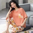 thumbnail image 5 of Conjuntos de pijama de verano para mujer, ropa de dormir con estampado de dibujos animados, manga corta y pantalones, traje de 2 piezas, ropa de estar por casa informal, ropa de casa para mujer, 5 of 5
