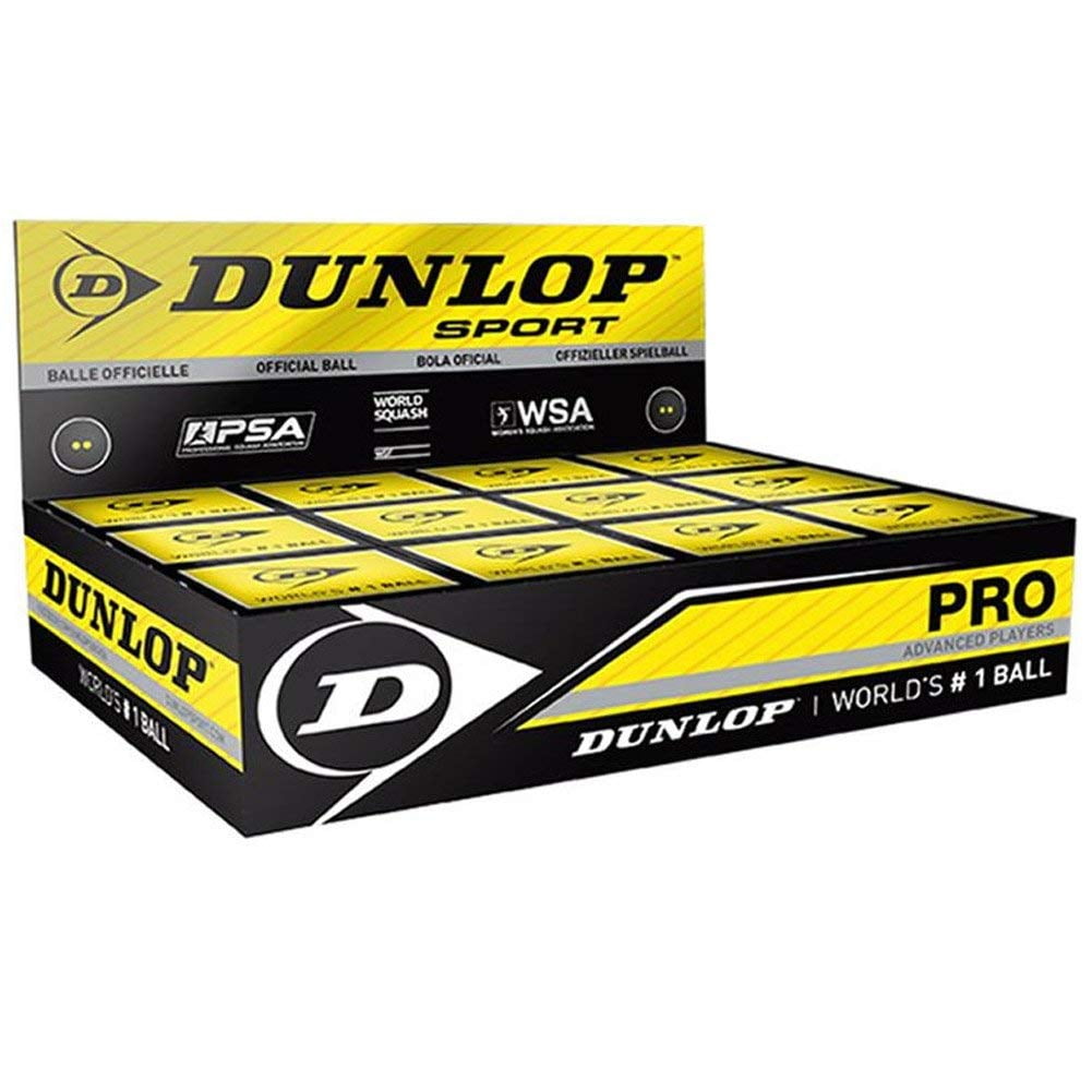Pack of 3 Dunlop Pro Double Yellow two dot Squash Ball 