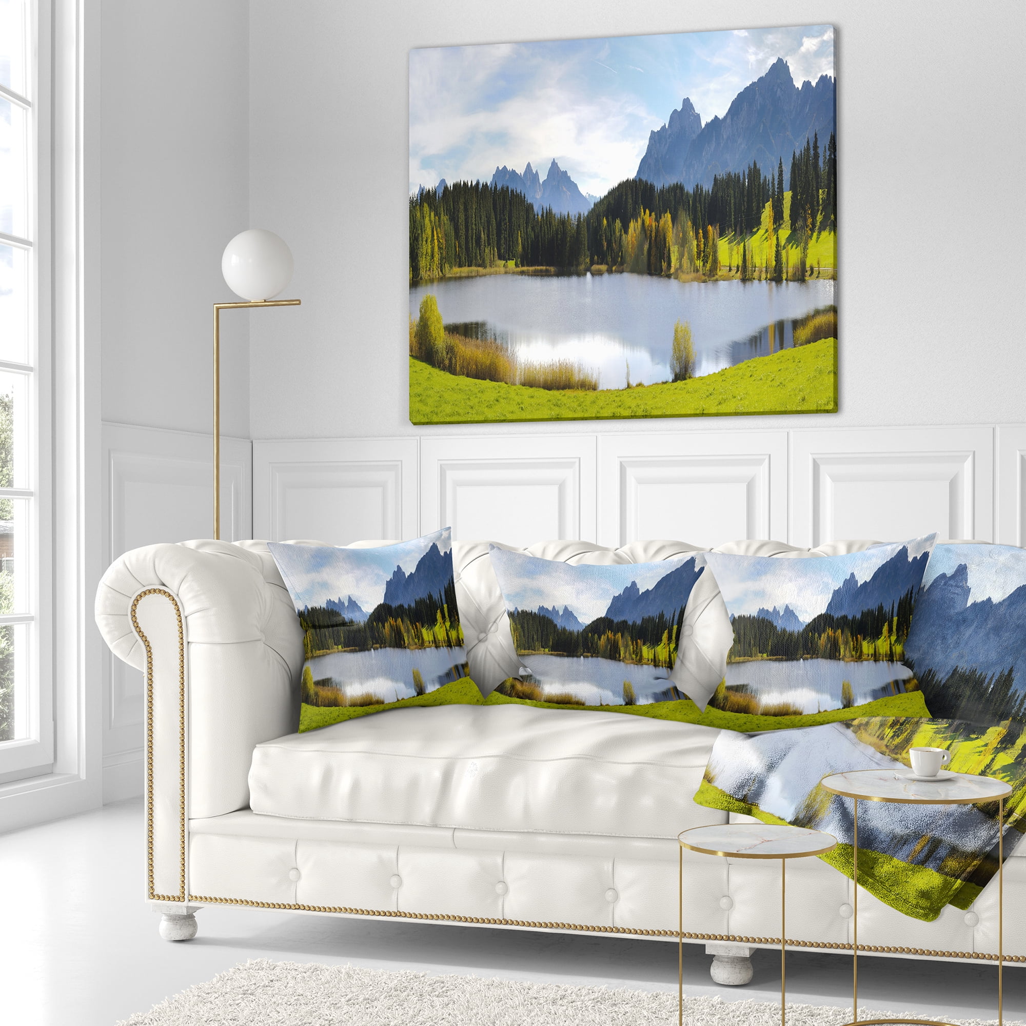 Designart Panorama Landscape in Bavaria - Photography Throw Pillow - 16x16