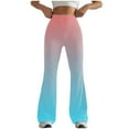 thumbnail image 2 of Yuanlook Women's High Waist Ombre Gradient Flare Yoga Pants, Stretch Slim Bell Bottom Workout Casual Trousers S-XXL, 2 of 5