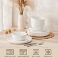 thumbnail image 2 of MALACASA Ceramic Dinnerware Set 12-Piece, Service for 4, Plates Bowls Set Dinner Plates Microwave Dishwasher Safe, White, Series MINA, 2 of 9