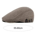 thumbnail image 6 of Beret Cap British Style Retro Striped Flat Top Short Brim Decorate Breathable Men Plaid Flat Newsboy Hat for Re, 6 of 8