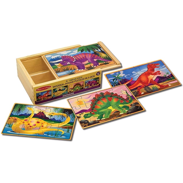 Rompecabezas de Dinosaurio Melissa & Doug con 12 piezas y Caja de Madera Portátil Infantil Melissa & Doug MD-9445