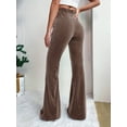 thumbnail image 4 of Women's Corduroy Flare Pants, Casual Retro High Waisted Bell Bottom Trousers with Pockets, Wide Leg Pants for Women, 70s Vintage Style Denim Pants,Khaki,S, 4 of 8