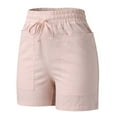 thumbnail image 4 of Casual Shorts for Women, Linen Shorts,Women's Casual Summer Shorts Comfortable Drawstring Elastic Waist with Pockets Ideal for Everyday Wear and Outdoor Activities, 4 of 6