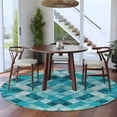 thumbnail image 4 of Teal Blue Diamond Washable Area Rug&nbsp;5 ft Modern Geometric Lines Vintage Soft Round&nbsp;Rugs for Living Room, Non Slip Carpet for Bedroom&nbsp;Entryway Dining Room, 4 of 9