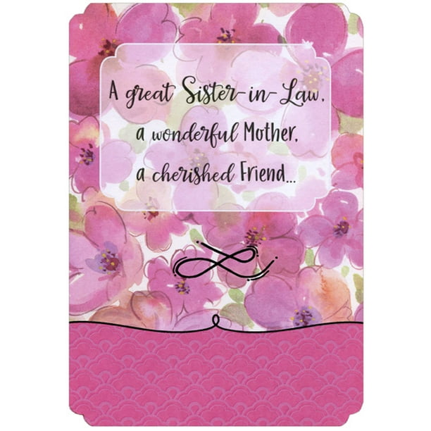 Mothers Day Message To Sister In Law Designer Greetings Pink Watercolor Flowers: Sister In Law Mother's Day Card  - Walmart.com