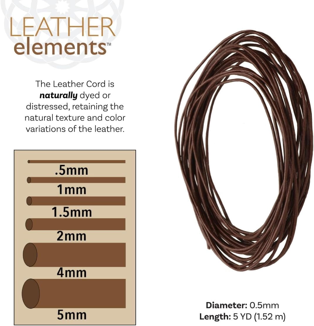 The Beadsmith Leather Cord – Brown – .5mm Spool – 5 Yards/1.52 Meters – Indian Leather Thong Ideal for Braiding, Beading, Necklaces, Fine Lacing, Hair Accessories & DIY Jewelry Making