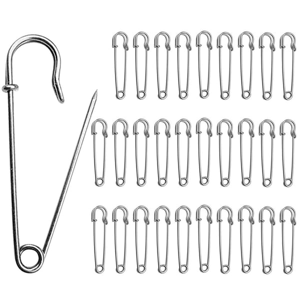 Imperdibles de seguridad, alfileres para mantas resistentes, 30 piezas, imperdibles resistentes para mantas, manualidades, faldas, faldas escocesas (plata)