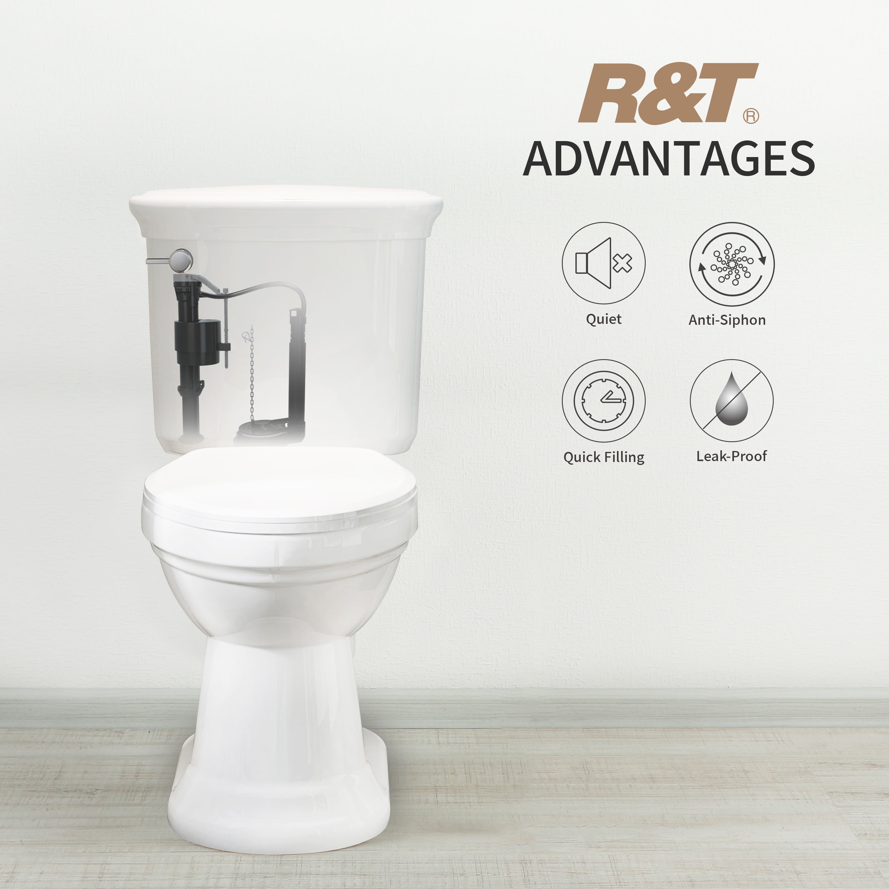 Buy R&T A1320 Toilet Fill Valve Quiet Fill AntiSiphon Toilet Tank