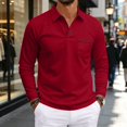 thumbnail image 6 of Hearthz Golf Polo Shirts for Men Soft Breathable Moisture Wicking Cotton Long Sleeve Shirt Men Plain Collared Golf Polo Shirts for Men with Pocket Red XL, 6 of 9