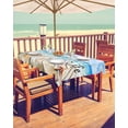 thumbnail image 2 of Outdoor Tablecloth with Umbrella Hole for Patio/Picnic/Party/Camping, Coastal Beach Waterproof Table Cloth Rectangle Table Cover Washable, Summer Ocean Wave Starfish Shell Plank 52"x 70", 2 of 7