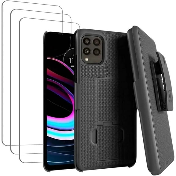 Rome Tech Belt Clip Case with Screen Protectors for T-Mobile Revvl 6x Pro