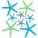 thumbnail image 1 of Set de 8 estrellas de mar de resina en 4 estilos diferentes, de 6 a 12 cm (2,4 a 4,7 pulgadas). Ideal para manualidades. Adornos de estrellas de mar en tonos verde y azul., 1 of 5