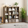 thumbnail image 3 of 16-Cube Brown Open Back Storage Organizer Bookcase, Decorative Cubical Shelf for Living Room or Home Office, 3 of 4