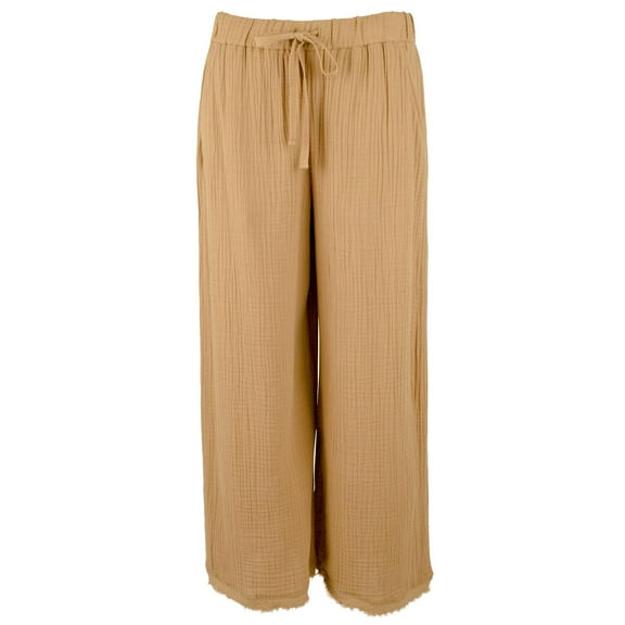 Eileen Fisher Women's Organic Cotton Gauze Wide Leg Cropped Pants Chtnt X-Small Chestnut