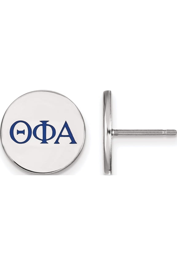 Sterling Silver Rh-Plated Logoart Theta Phi Alpha Enameled Post Earrings (12 X 12) Made In United States ss032tpa