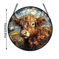 thumbnail image 3 of Round Stained Glass Hanging Panel Featuring Highland Cow Design for Window or Wall Display with Metal Chain Included, 3 of 8