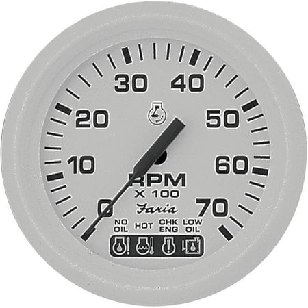 Faria Dress White 4" Gauge, 7000RPM Tachometer with System Check Indicator, Gas, J/E Outboard