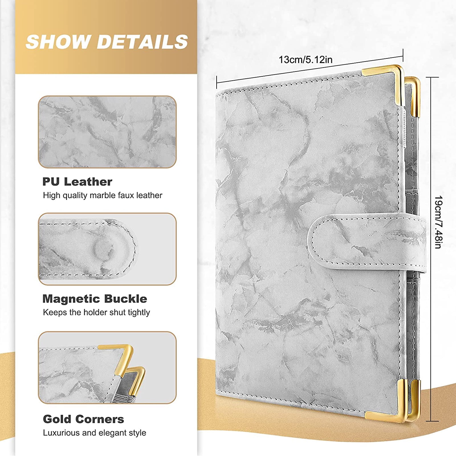 Sticker Reusable Book: Marble Planner Supplies + Foiled Organizer