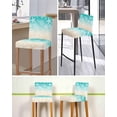 thumbnail image 5 of Teal Beige Ombre Coastal Bar Stool Covers Set of 2, Nautical Beach Starfish Coral Summer Stretch Bar Chair Covers with Backs, Removable Pub Counter Height Chair Cover for Kitchen Dining Room Cafe, 5 of 7