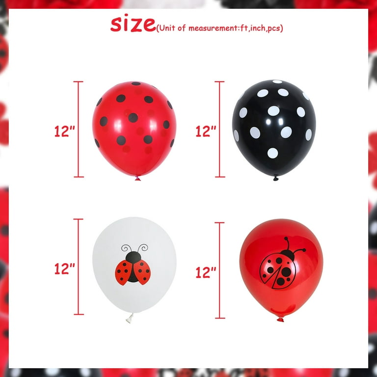 100pcs Ladybug Balloons Rouge Noir Polka Dot Latex Ballons 12 pouces  Ladybug Spot Ballons pour Ladybug Thème Décoration de fête, Fournitures de  mariage d'anniversaire