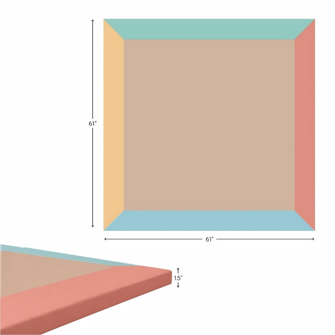 ZETY Baby Play Mat 61 x 61 in Waterproof Playpen Mat PU Leather 1.5 in Thick Foam with Removable Cover Compatible with ZETY 8-Panel Playpen, Under the Sea
