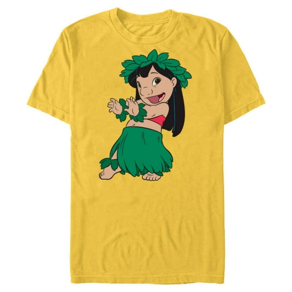 Disney Lilo & Stitch Hula Dance - Short Sleeve Blended T-Shirt for Adults -Customized-Yellow
