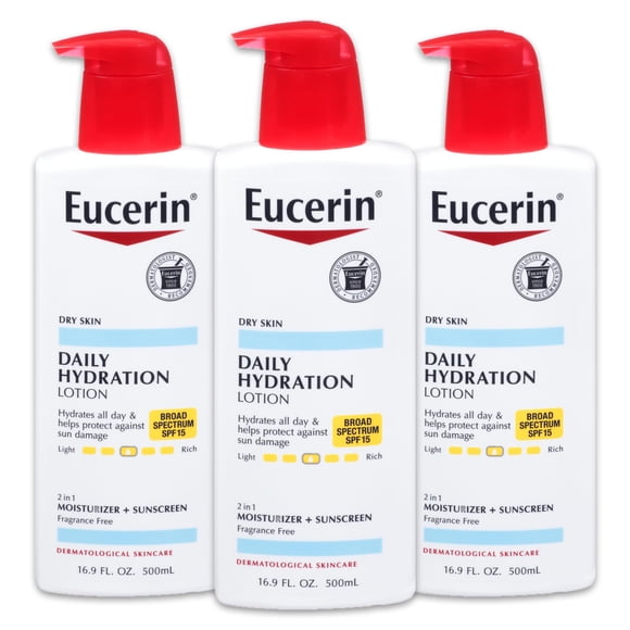 Loción corporal Eucerin Daily Hydration SPF 15 500 ml (paquete de 3)