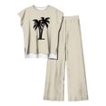 thumbnail image 1 of Pantalones Casuales sin Mangas Impresos con Cuello Redondo Conjunto Superior, Pantalones Ligeros Mujeres para Primavera Verano, 1 of 2