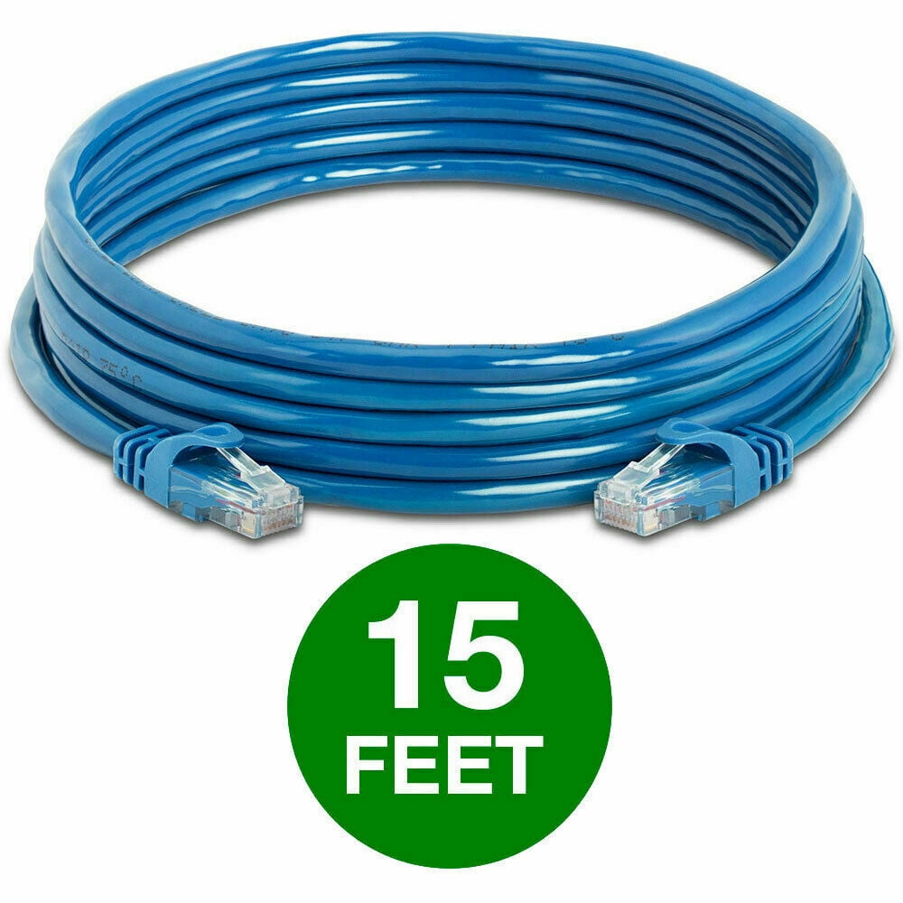 CAT 6 Ethernet Cable Lan Network CAT6 Internet Modem Blue RJ45 Patch Cord - 15 FT