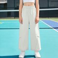 thumbnail image 2 of TOWED22 Girls Sweatpants Pants Wide Leg Flare Pants Teen Kids Elastic Casual Trousers with Pocket(Light Gray,8-9 Y), 2 of 9